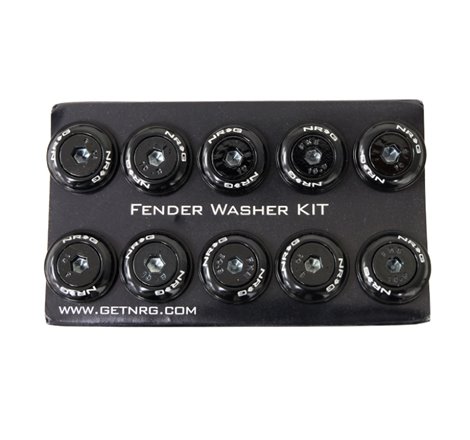 NRG Fender Washer Kit w/Color Matched M6 Bolt Rivets For Plastic (Black) - Set of 10