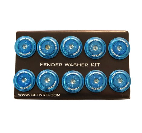 NRG Fender Washer Kit w/Color Matched M6 Bolt Rivets For Plastic (Blue) - Set of 10