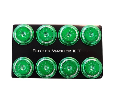 NRG Fender Washer Kit w/Color Matched M8 Bolt Rivets For Plastic (Green) - Set of 8