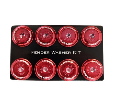 NRG Fender Washer Kit w/Color Matched M8 Bolt Rivets For Plastic (Red) - Set of 8