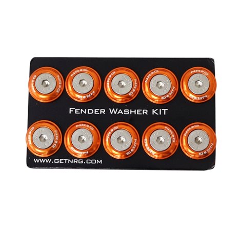 NRG Fender Washer Kit w/Rivets For Plastic (Orange) - Set of 10