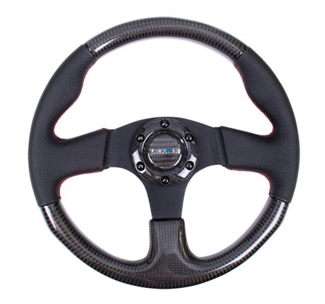 NRG Carbon Fiber Steering Wheel (315mm) Leather Trim w/Red Stitching