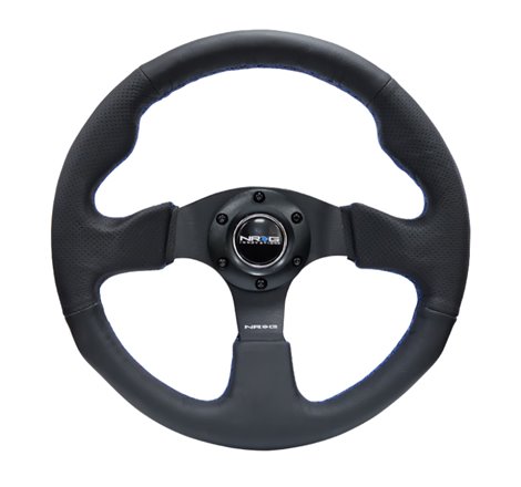NRG Reinforced Steering Wheel (320mm) Black Leather w/Blue Stitching