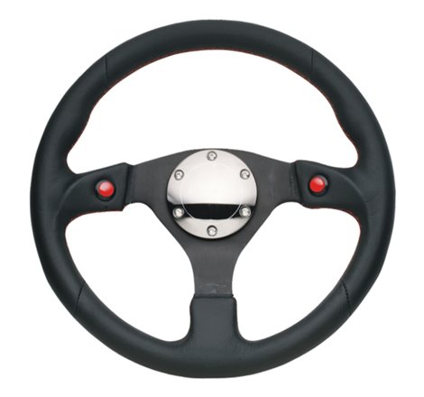 NRG Reinforced Steering Wheel (320mm) Blk Leather w/Dual Buttons
