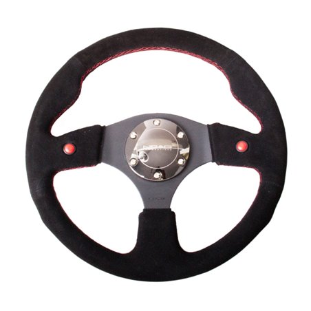 NRG Reinforced Steering Wheel (320mm) Blk Suede w/Dual Buttons