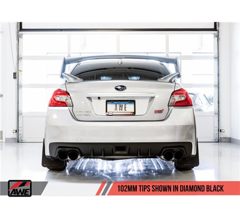 AWE Tuning Subaru STI VA / WRX GV / STI GV Sedan Touring Edition Exhaust - Diamond Black Tip (102mm)