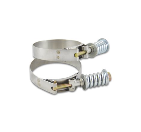 Vibrant Stainless Steel Spring Loaded T-Bolt Clamps (Pack of 2) - Clamp Range 4.78in-5.08in