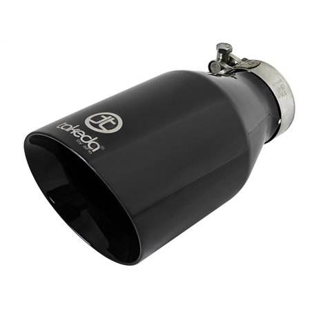 aFe Takeda 409 SS Clamp-On Exhaust Tip 2.5in. Inlet / 4.5in. Outlet / 9in. L - Black