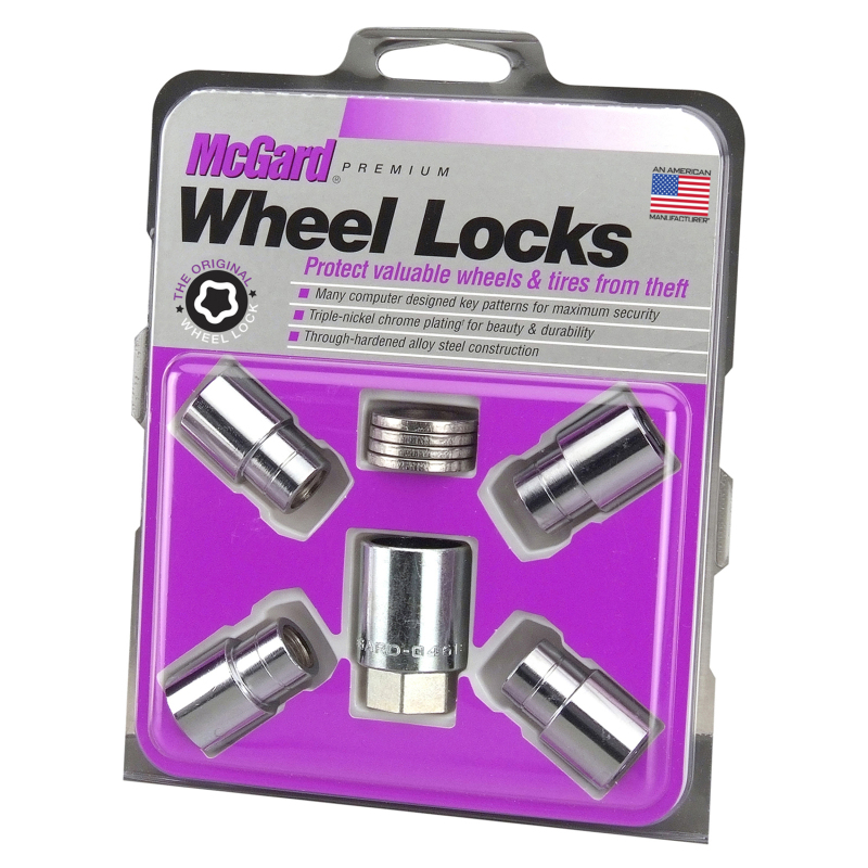McGard Wheel Lock Nut Set - 4pk. (Reg. Shank Seat) 7/16-20 / 13/16 Hex / 1.38in. Length - Chrome