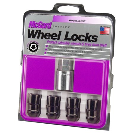 McGard Wheel Lock Nut Set - 4pk. (Cone Seat) 1/2-20 / 3/4 & 13/16 Dual Hex / 1.46in. Length - Black