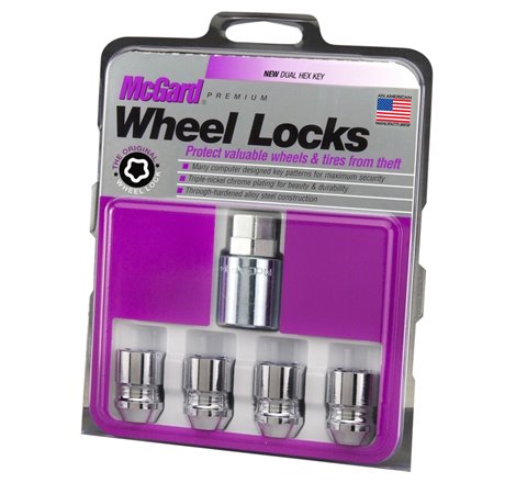 McGard Wheel Lock Nut Set - 4pk. (Cone Seat) M12X1.25 / 19mm & 21mm Dual Hex / 1.28in. L - Chrome