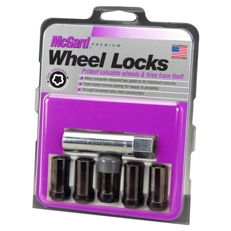 McGard Wheel Lock Nut Set - 5pk. (Tuner / Cone Seat) 1/2-20 / 13/16 Hex / 1.60in. Length - Black