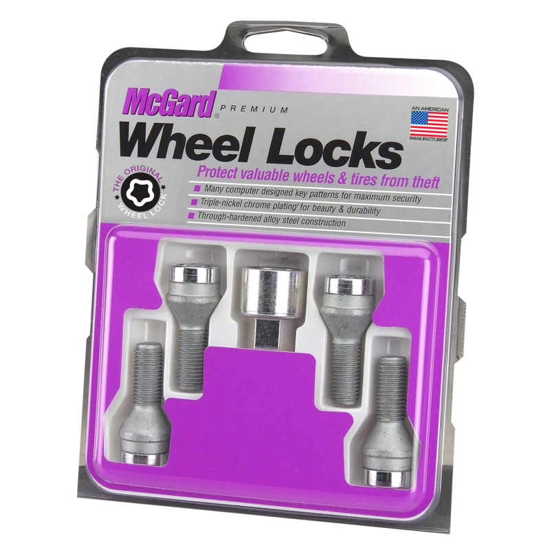 McGard Wheel Lock Bolt Set - 4pk. (Cone Seat) M14X1.5 / 19mm Hex / 31.0mm Shank Length - Chrome