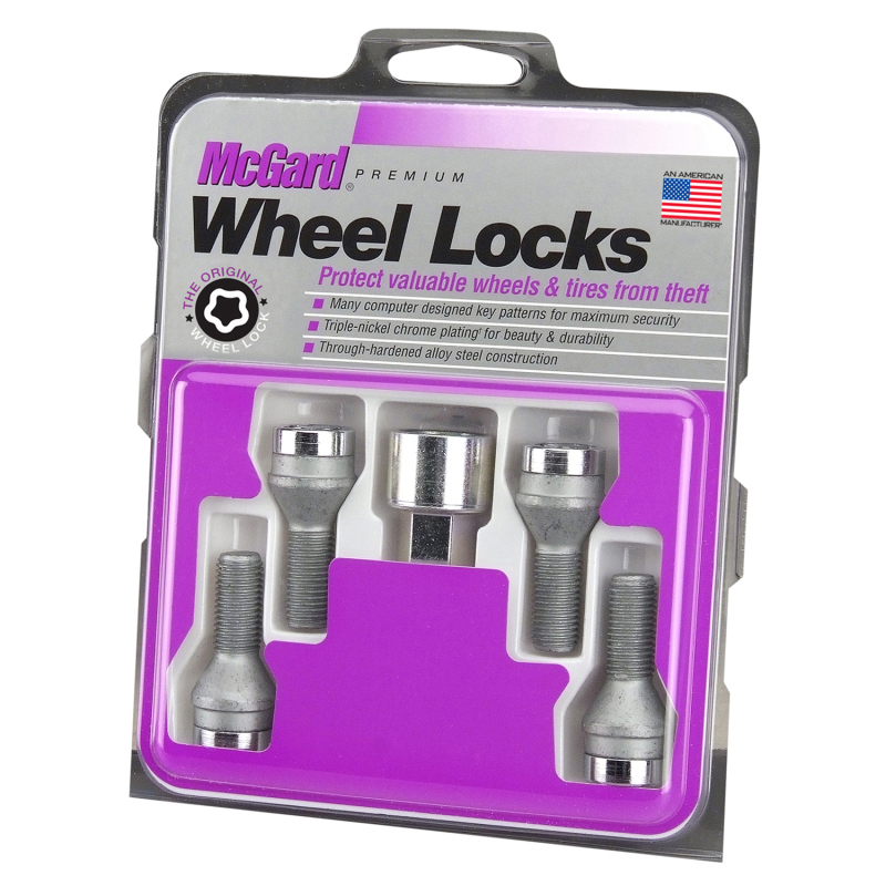 McGard Wheel Lock Bolt Set - 4pk. (Cone Seat) M12X1.5 / 17mm Hex / 25.5mm Shank Length - Chrome