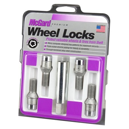 McGard Wheel Lock Bolt Set - 4pk. (Tuner / Cone Seat) M12X1.5 / 17mm Hex / 29.6mm Shank L. - Chrome