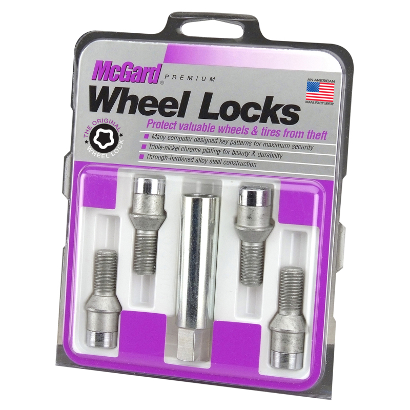 McGard Wheel Lock Bolt Set - 4pk. (Tuner / Cone Seat) M12X1.5 / 17mm Hex / 22.4mm Shank L. - Chrome