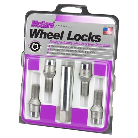 McGard Wheel Lock Bolt Set - 4pk. (Tuner / Cone Seat) M12X1.5 / 17mm Hex / 22.4mm Shank L. - Chrome