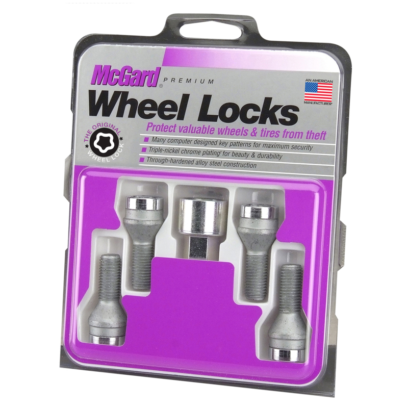 McGard Wheel Lock Bolt Set - 4pk. (Cone Seat) M14X1.5 / 17mm Hex / 31.0mm Shank Length - Chrome
