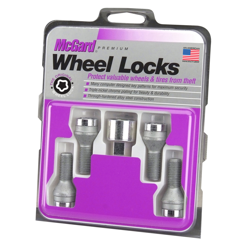 McGard Wheel Lock Bolt Set - 4pk. (Cone Seat) M12X1.25 / 17mm Hex / 22.0mm Shank Length - Chrome