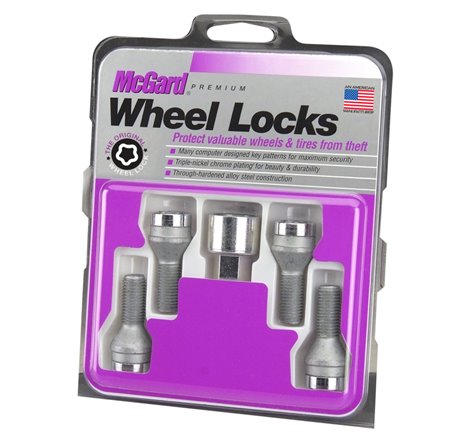 McGard Wheel Lock Bolt Set - 4pk. (Cone Seat) M14X1.5 / 17mm Hex / 27.5mm Shank Length - Chrome