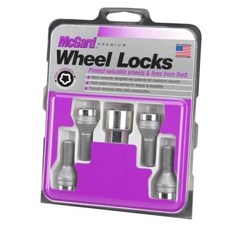McGard Wheel Lock Bolt Set - 4pk. (Cone Seat) M14X1.25 / 17mm Hex / 27.3mm Shank Length - Chrome