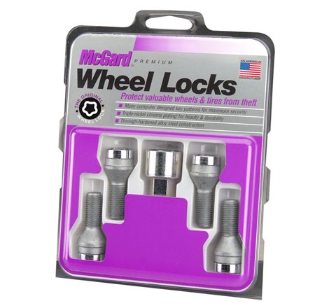 McGard Wheel Lock Bolt Set - 4pk. (Cone Seat) M12X1.25 / 19mm Hex / 25.6mm Shank Length - Chrome