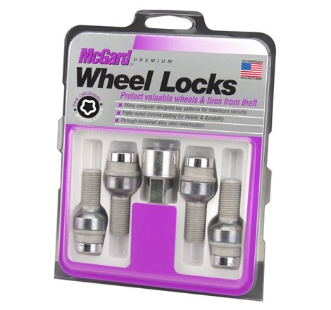 McGard Wheel Lock Bolt Set - 4pk. (Radius Seat) M14X1.5 / 17mm Hex / 28.2mm Shank Length - Chrome