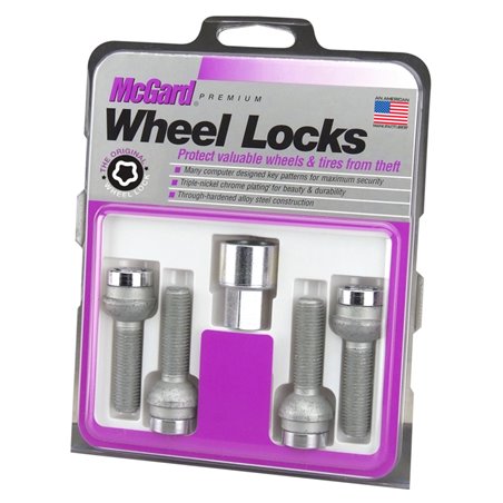 McGard Wheel Lock Bolt Set - 4pk. (Radius Seat) M12X1.5 / 17mm Hex / 23.3mm Shank Length - Chrome
