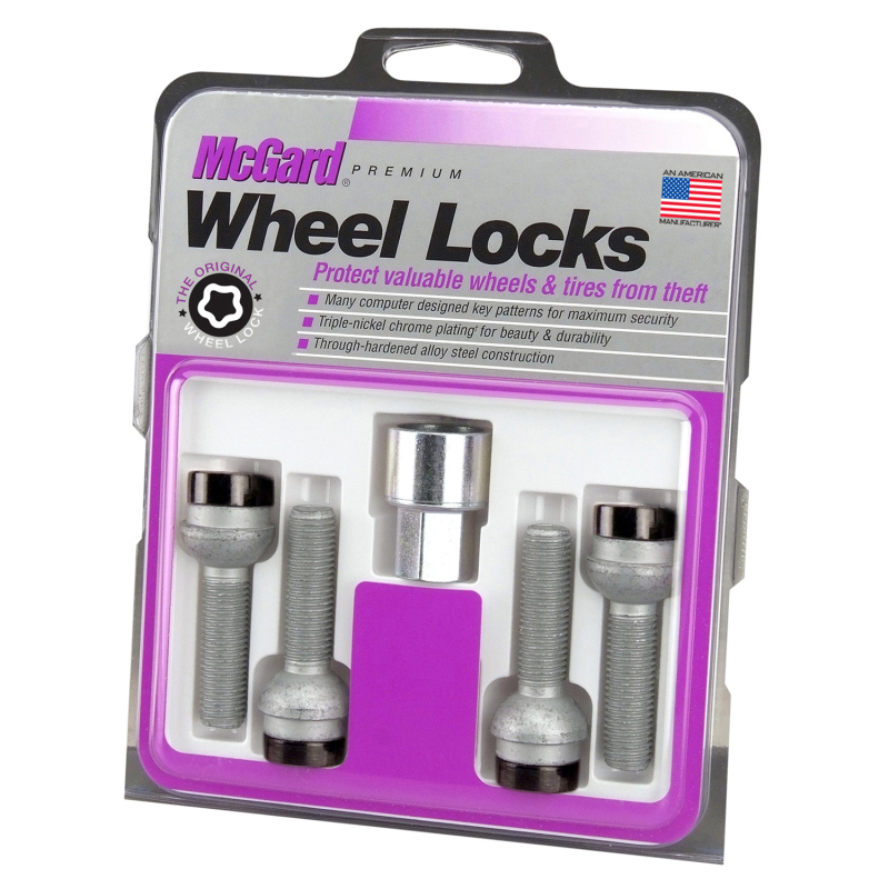 McGard Wheel Lock Bolt Set - 4pk. (Radius Seat) M14X1.5 / 17mm Hex / 45.0mm Shank Length - Black