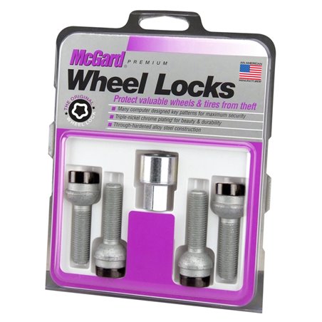 McGard Wheel Lock Bolt Set - 4pk. (Radius Seat) M14X1.5 / 17mm Hex / 45.0mm Shank Length - Black