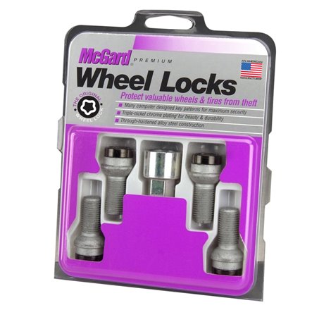 McGard Wheel Lock Bolt Set - 4pk. (Radius Seat) M14X1.5 / 17mm Hex / 27.0mm Shank Length - Black