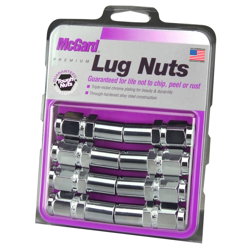 McGard Hex Lug Nut (Long Shank - 1in. / Duplex) - 9/16-18 / 7/8 Hex / 2.425in. L (8-Pack) - Chrome