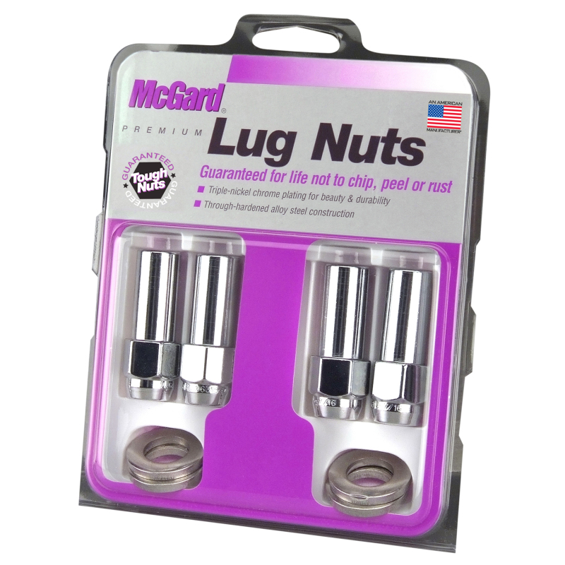 McGard Hex Lug Nut (X-Long Shank - 1.365in.) 1/2-20 / 13/16 Hex / 2.27in. Length (4-Pack) - Chrome