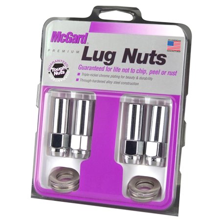 McGard Hex Lug Nut (X-Long Shank - 1.365in.) 1/2-20 / 13/16 Hex / 2.27in. Length (4-Pack) - Chrome