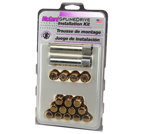 McGard SplineDrive Tuner 4 Lug Install Kit w/Locks & Tool (Cone) M12x1.5 / 13/16 Hex - Gold (CS)