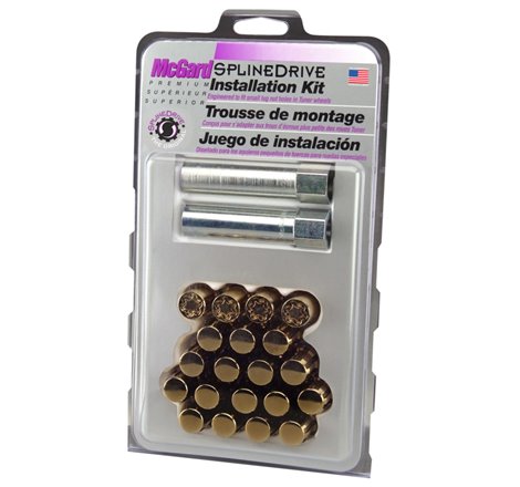 McGard SplineDrive Tuner 5 Lug Install Kit w/Locks & Tool (Cone) M12x1.25 / 13/16 Hex - Gold (CS)