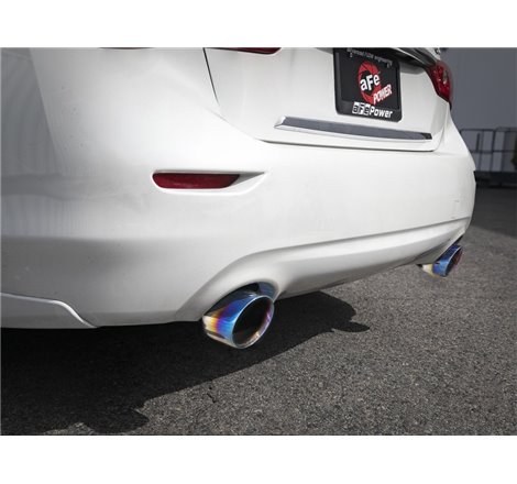 aFe Takeda 2.5in 304 SS Axle-Back Exhaust w/ Blue Flame Tips 16-18 Infiniti Q50 V6-3.0L (tt)