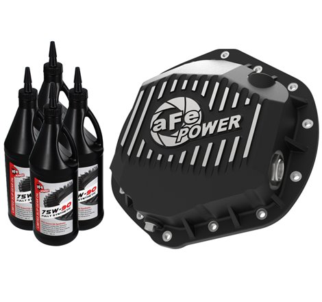 aFe Power Pro Series Rear Differential Cover Black w/Machined Fins & Gear Oil 14-18 RAM 6.7L Diesel