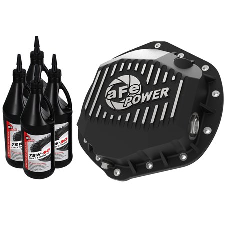 aFe Power Pro Series Rear Differential Cover Black w/Machined Fins & Gear Oil 14-18 RAM 6.7L Diesel