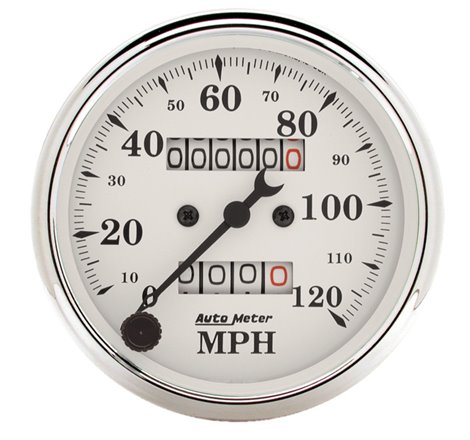 Auto Meter 3-1/8in 120MPH Mechanical Speedometer Old Tyme White Gauge
