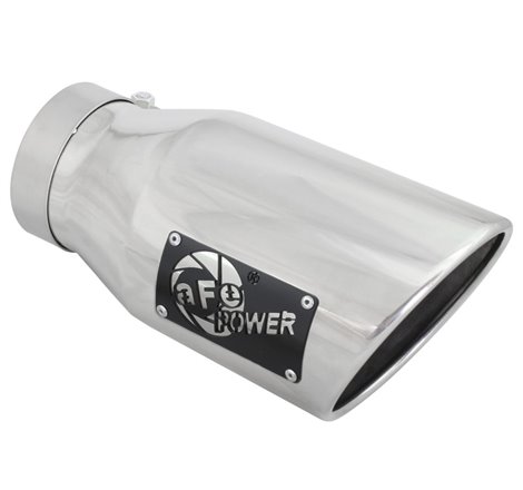 aFe MACH Force-XP 304 SS Right Side Single Wall Polished Exhaust Tip 4in Inlet x 6in Outlet x 12in L