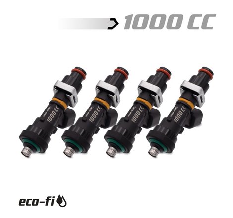 BLOX Racing Eco-Fi Street Injectors 1000cc/min w/1/2in Adapter Honda B/D/H Series (Set of 4)