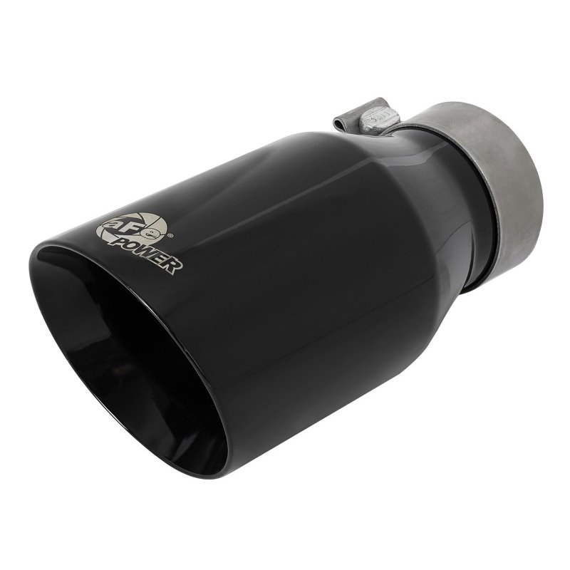 aFe MACH Force-Xp Univ 304 SS Double-Wall Clamp-On Exhaust Tip - Black - 3in Inlet - 4.5in Outlet