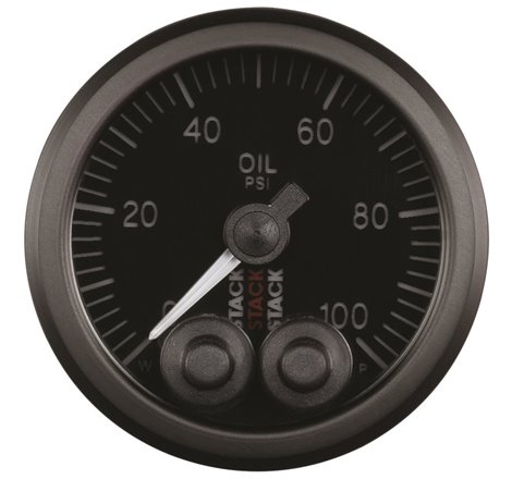 Autometer Stack Instruments Pro Control 52mm 0-100 PSI Oil Pressure Gauge - Black (1/8in NPTF Male)