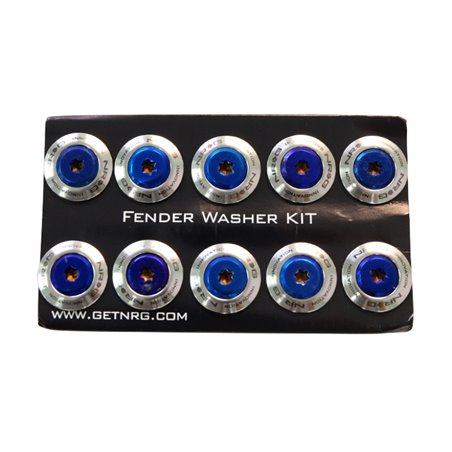 NRG Fender Washer Kit (TI Series) M6 Bolts/SS For Plastic (Silver Washer/TI Burn Screw) - Set of 10