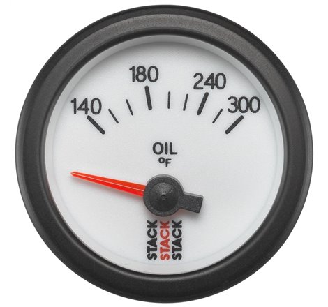 Autometer Stack 52mm 140-300 Deg F 1/8in NPTF Electric Oil Temp Gauge - White