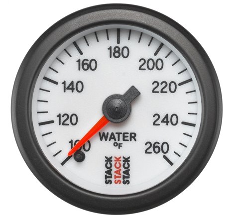 Autometer Stack 52mm 100-260 Deg F 1/8in NPTF Male Pro Stepper Motor Water Temp Gauge - White