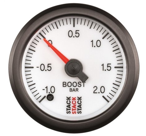 Autometer Stack 52mm -1 to +2 Bar (Incl T-Fitting) Pro Stepper Motor Boost Pressure Gauge - White