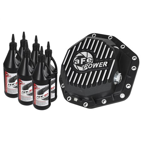 aFe Power Pro Series Rear Differential Cover Black w/Machined Fins 17-19 Ford Diesel Trucks V8-6.7L