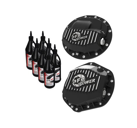 aFe Pro Series F&R Differential Cover Black w/ Machined Fins 13-18 RAM 6.7L w/ 75W90 Synth Gear Oil